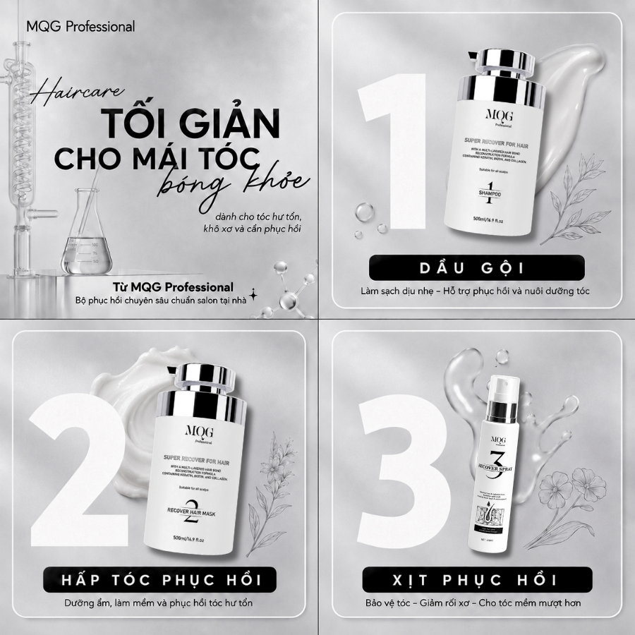 Bộ combo dầu gội hấp xịt MQG