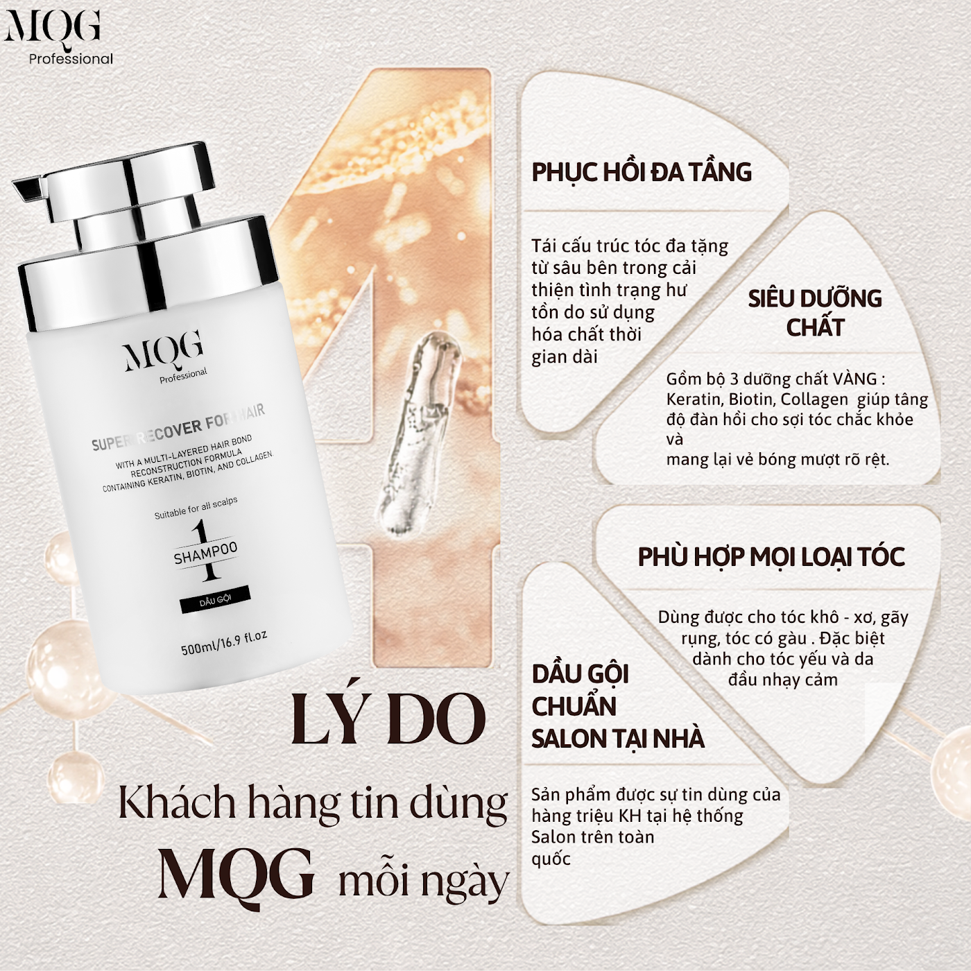 MQG công nghệ phục hồi đa tầng Keratin Biotin Collagen