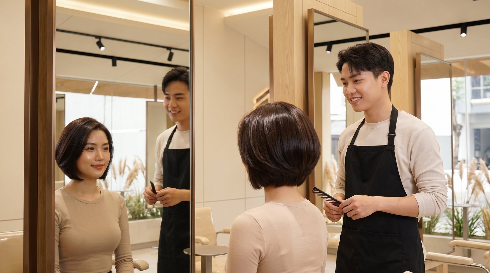 Khối phồng phía sau gáy tạo dáng tròn đầy cho kiểu fluffy bob