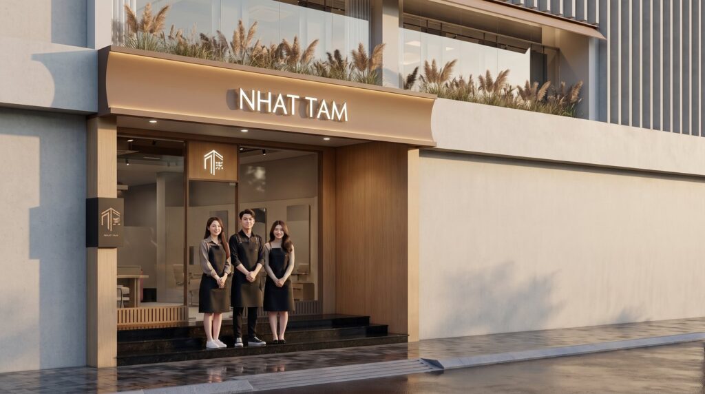 Học viên học cắt tóc nam trong môi trường salon thật tại Nhật Tâm