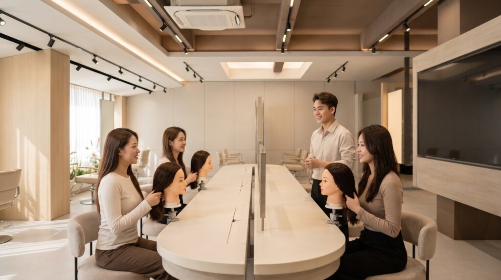 Lớp học nghề tóc tháng đầu trong lộ trình học tóc 6 tháng
