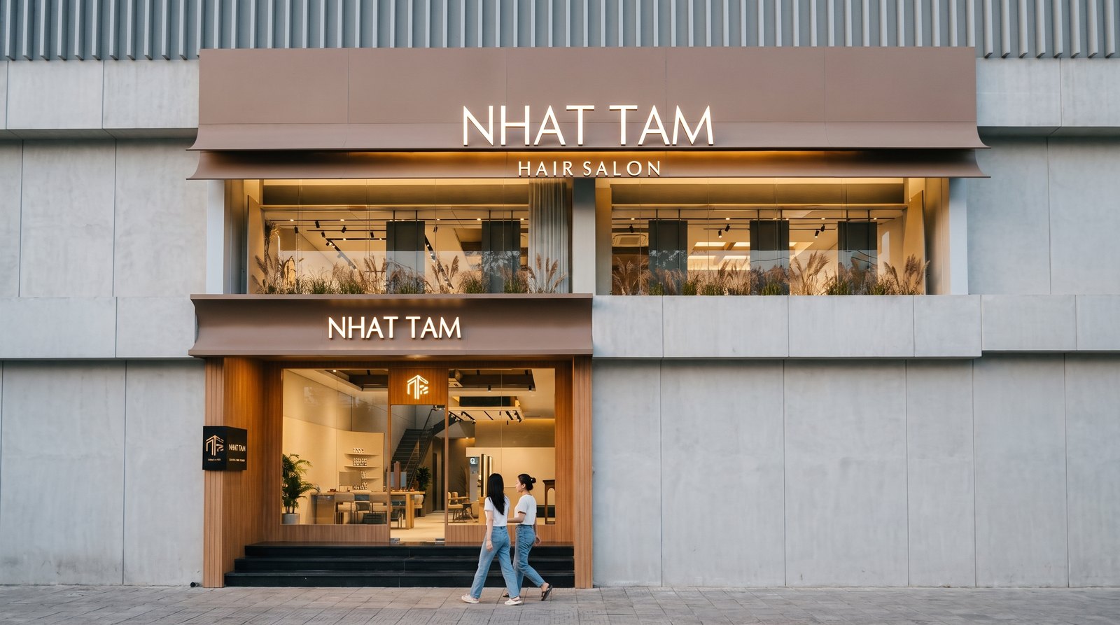 Entrance to Nhat Tam Hair Salon for visitors arriving for an appointment