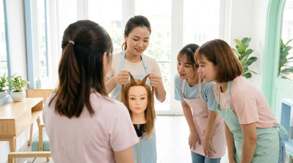 Học Cắt Tóc Nữ Thiết Kế Hàn 2026: Face Framing + Layer