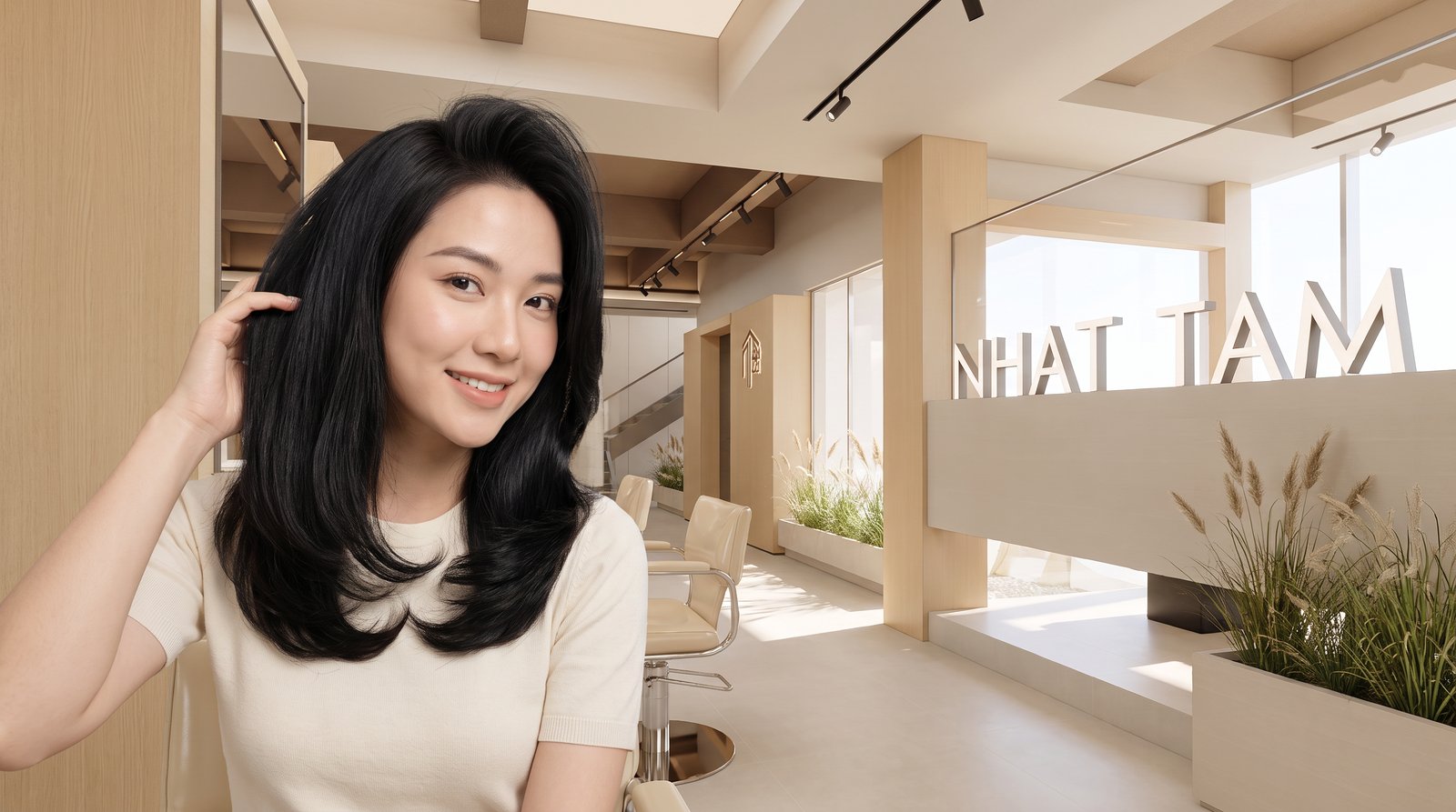 Voluminous blow-dry result at Nhat Tam Hair Salon Hanoi