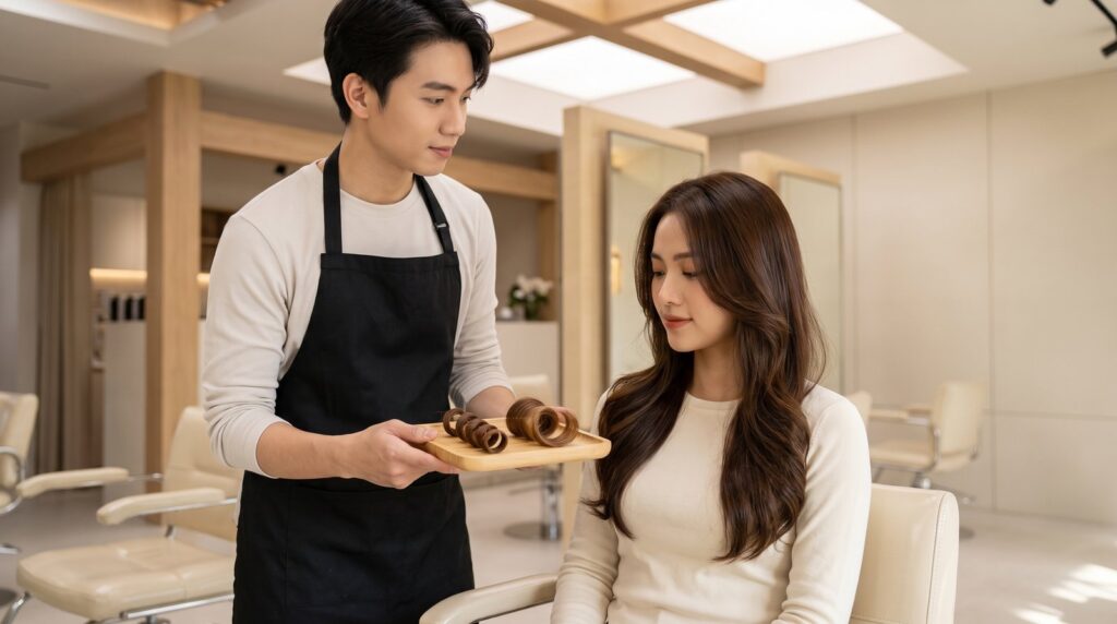 So sánh nếp uốn lạnh và uốn setting bằng hai mẫu lọn tóc thật