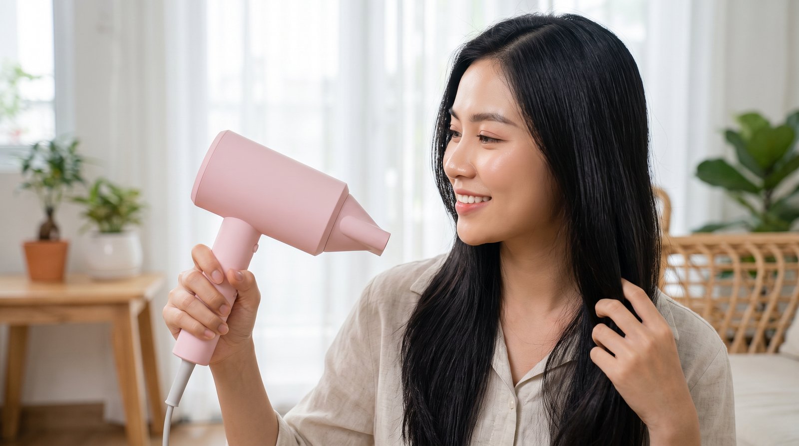 Có nên sấy tóc ở nhiệt vừa, giữ máy cách tóc một khoảng và hướng gió xuôi từ chân xuống ngọn