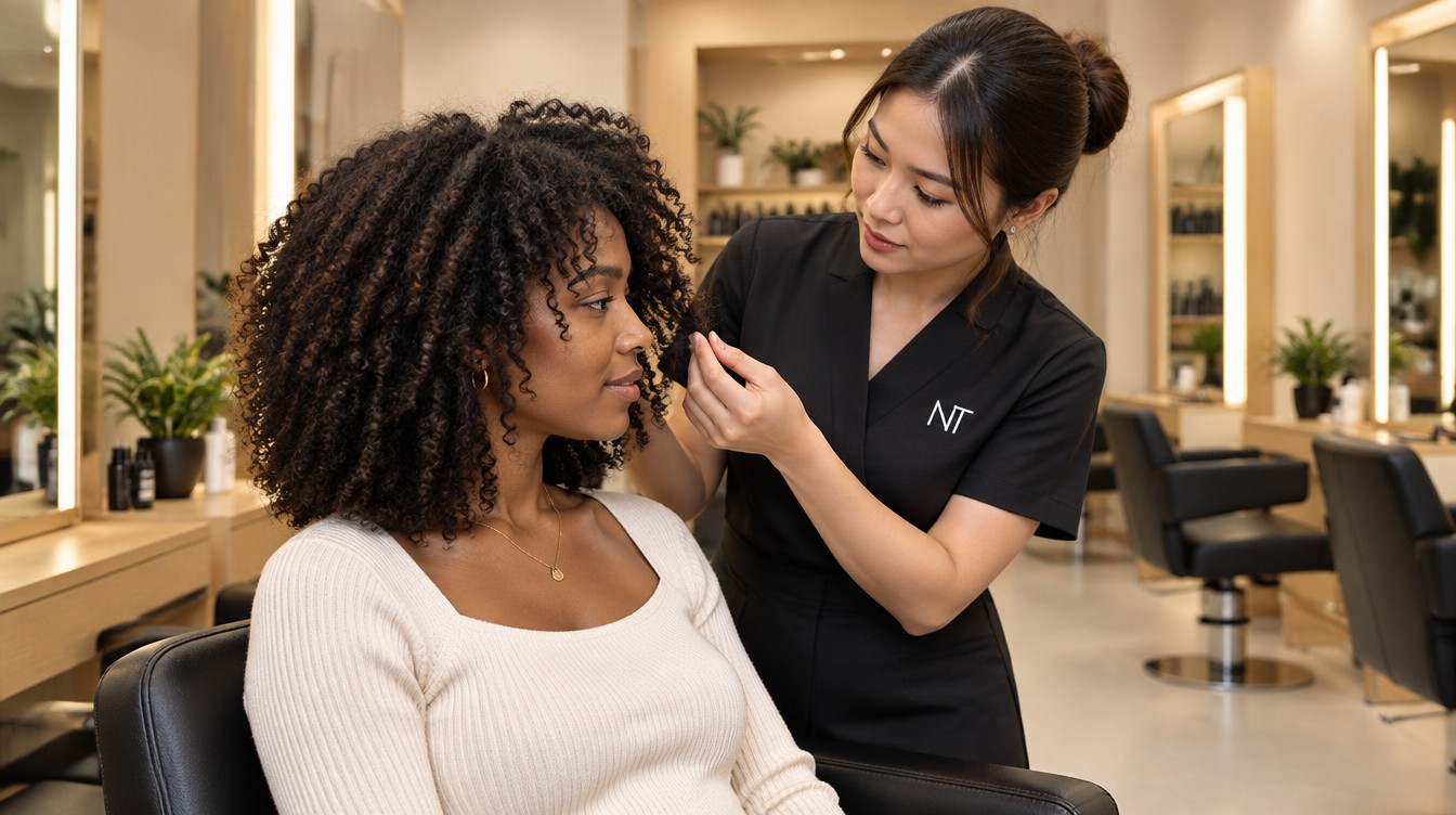 A curl-pattern consultation for an international guest at Nhat Tam