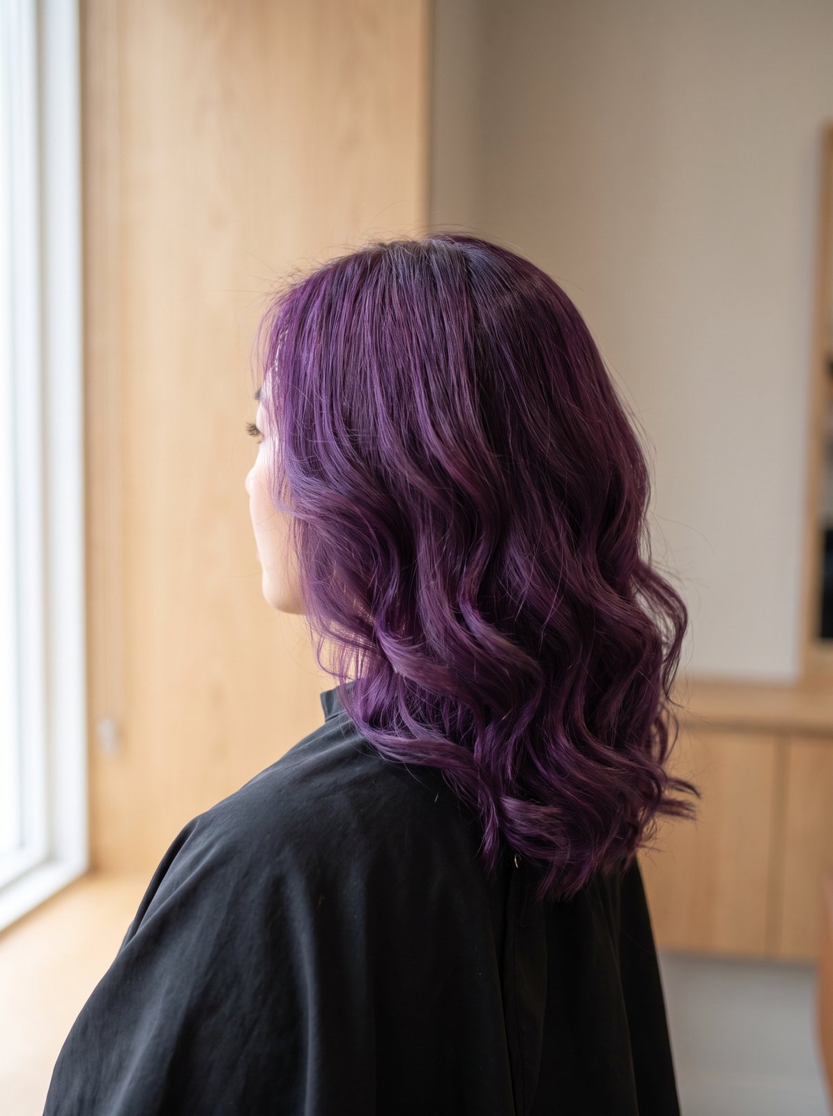 Violet on long wavy hair